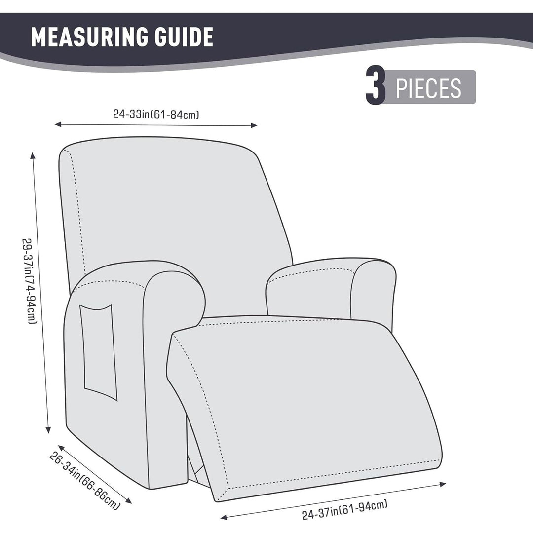 KinCam Recliner Covers, Stretch Reclining Chair Covers, Recliner Sofa Slipcovers Stripe Jacquard Recliner Couch Covers Furniture Protector Covers for Pet Kid (1 Seater, Dark Gray) - Just Closeouts Canada Inc.