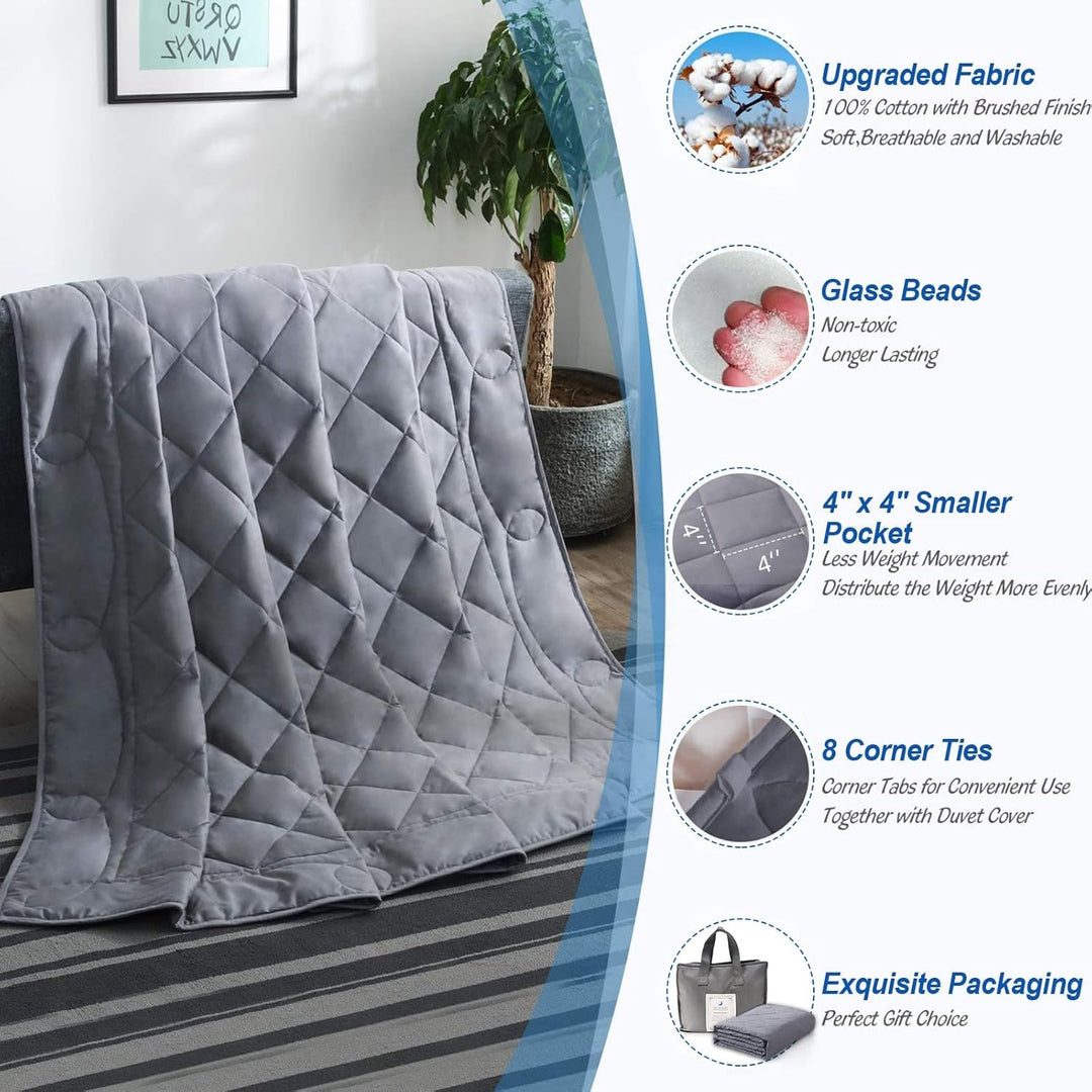King Size Weighted Blanket(30lbs,88x104Inches), Couples Or Adult Weighted Cooling Blankets with Premium Glass Beads - Dark Grey - Just Closeouts Canada Inc.
