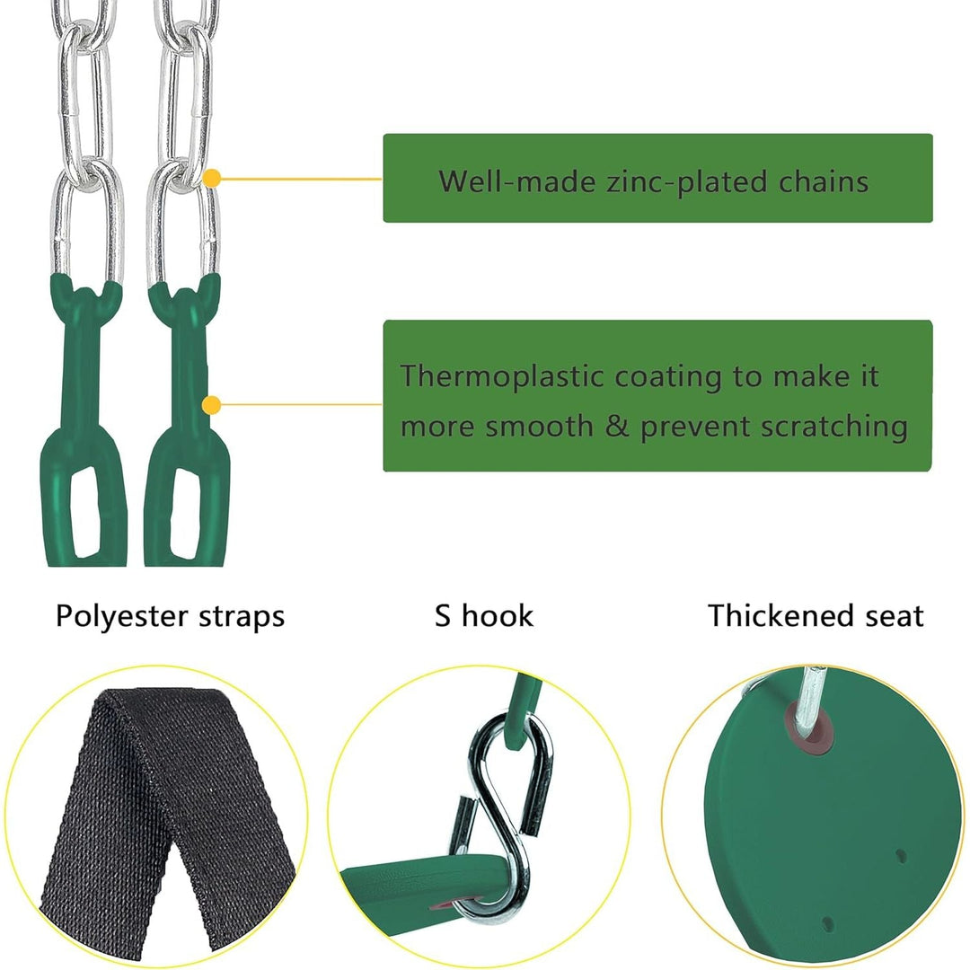 KINSPORY Toddler Swing & Child Swing Seat, Heavy - Duty High Back Fully Assembled Baby Swing, Iron Chain Eva Swing for Indoor/Outdoor, Hanging Tree Straps for Quick Installation (Green) - Just Closeouts Canada Inc.