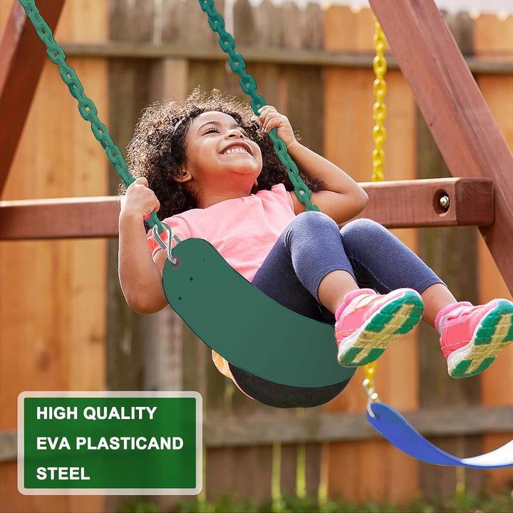 KINSPORY Toddler Swing & Child Swing Seat, Heavy - Duty High Back Fully Assembled Baby Swing, Iron Chain Eva Swing for Indoor/Outdoor, Hanging Tree Straps for Quick Installation (Green) - Just Closeouts Canada Inc.