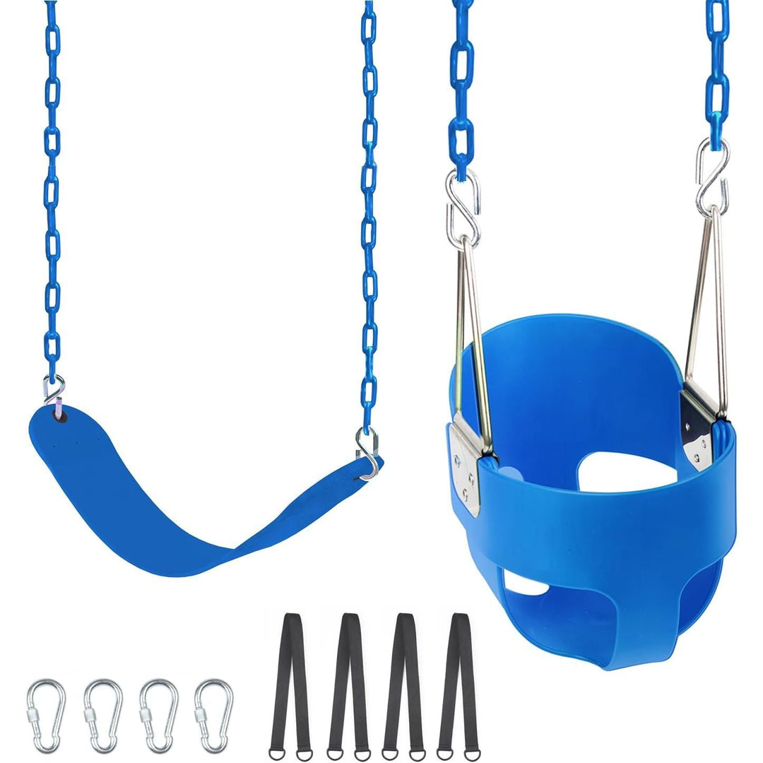 KINSPORY Toddler Swing & Child Swing Seat, Heavy - Duty High Back Fully Assembled Baby Swing, Iron Chain Eva Swing for Indoor/Outdoor, Hanging Tree Straps for Quick Installation (Blue) - Just Closeouts Canada Inc.