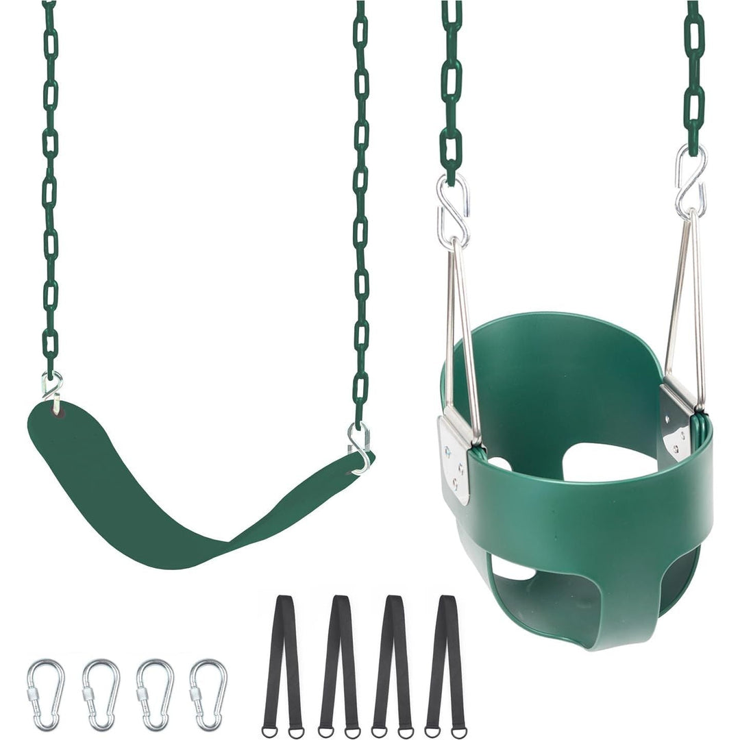 KINSPORY Toddler Swing & Child Swing Seat, Heavy - Duty High Back Fully Assembled Baby Swing, Iron Chain Eva Swing for Indoor/Outdoor, Hanging Tree Straps for Quick Installation (Green) - Just Closeouts Canada Inc.