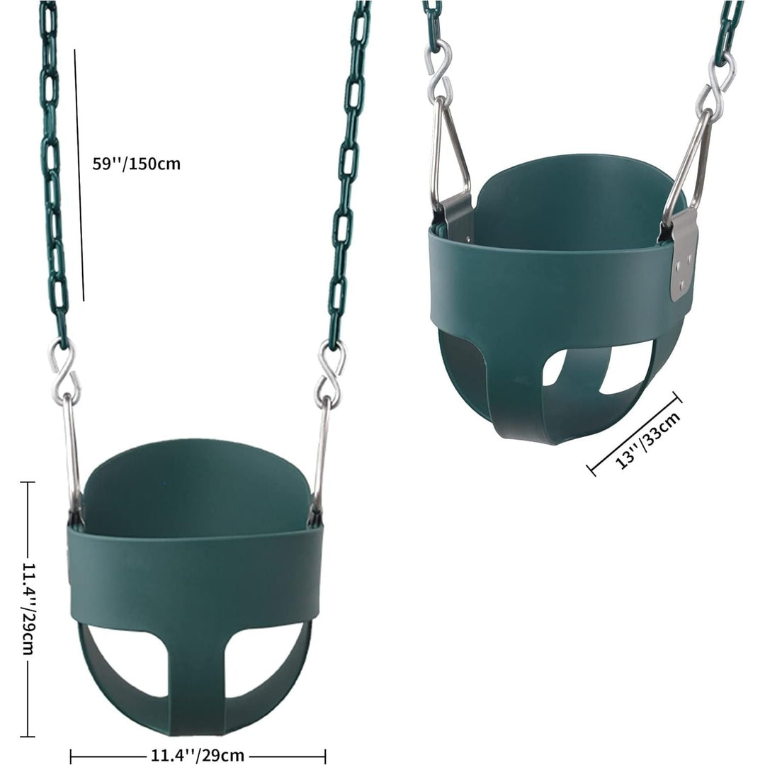 KINSPORY Toddler Swing & Child Swing Seat, Heavy - Duty High Back Fully Assembled Baby Swing, Iron Chain Eva Swing for Indoor/Outdoor, Hanging Tree Straps for Quick Installation (Green) - Just Closeouts Canada Inc.