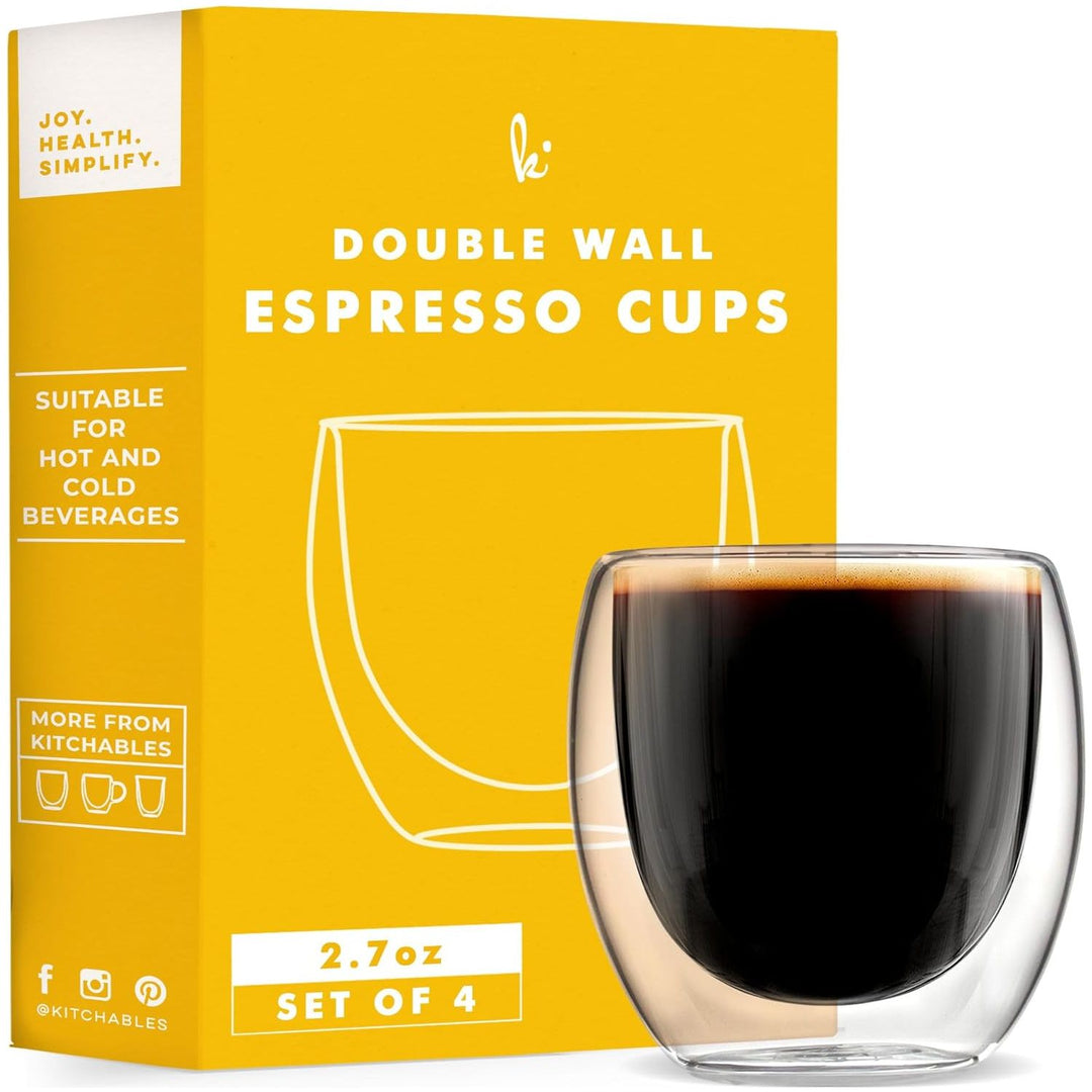 Kitchables Double Walled Espresso Cups, Set of 4, 2.7oz - Just Closeouts Canada Inc.