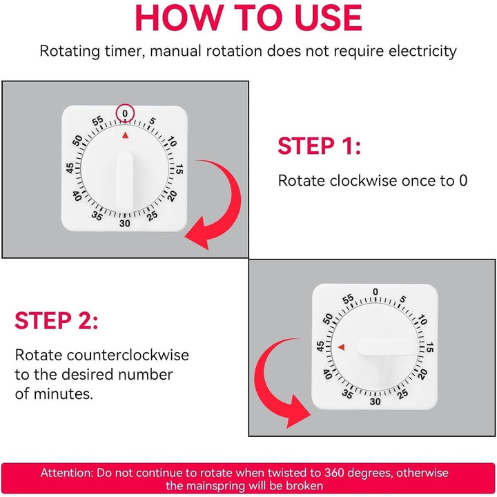 Kitchen Timer Manual, Mechanical Wind up Timer Count Down Clock Cooking for Kitchen with with Loud Alarm for Cooking, Baking, Homework, Exercise - Just Closeouts Canada Inc.X00427XR8Z