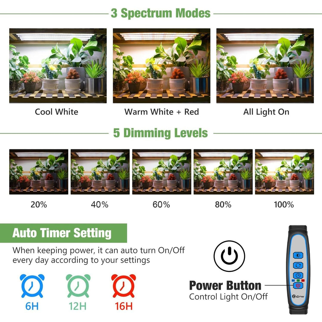 Kullsinss Grow Light for Indoor Plants, Full Spectrum LED Plant Grow Light Strip with Upgrade Timer 6 12 16 Hrs, 3 Spectrum Modes, 240 LEDs Sunlike Growing Lamp for Seedlings Hydroponics Succulent - Just Closeouts Canada Inc.