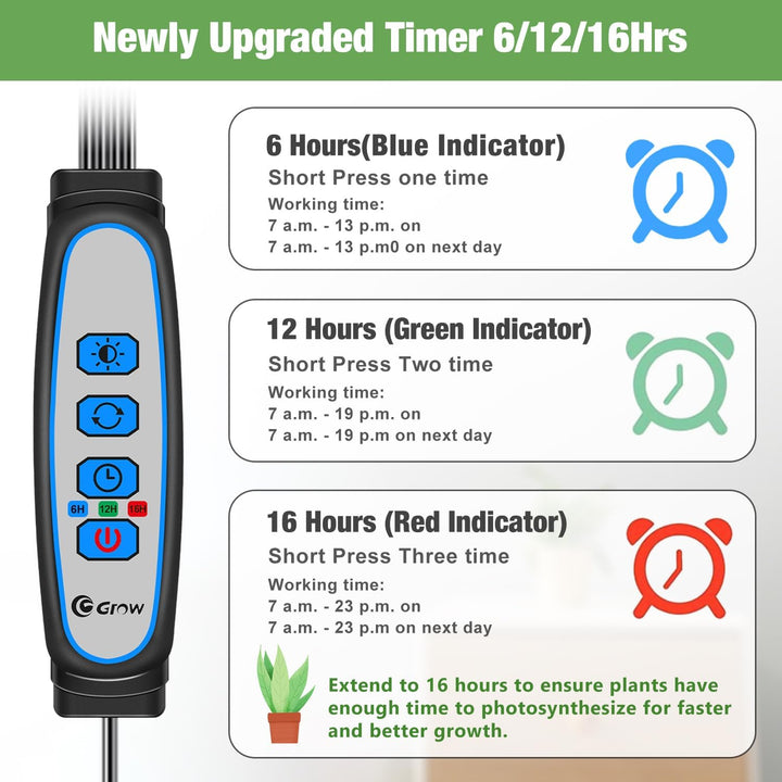 Kullsinss Grow Light for Indoor Plants, Full Spectrum LED Plant Grow Light Strip with Upgrade Timer 6 12 16 Hrs, 3 Spectrum Modes, 240 LEDs Sunlike Growing Lamp for Seedlings Hydroponics Succulent - Just Closeouts Canada Inc.