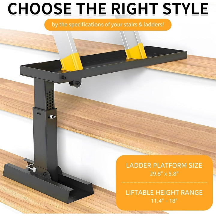 Ladder Extender, Foldable Ladder Leveler with Non - Slip Mat, Adjustable Height from 11.4" - 18", Heavy - Duty Ladder Extension for Stairs, Ladders Leveling Tool for Extension Ladders, Powder Coated - Just Closeouts Canada Inc.