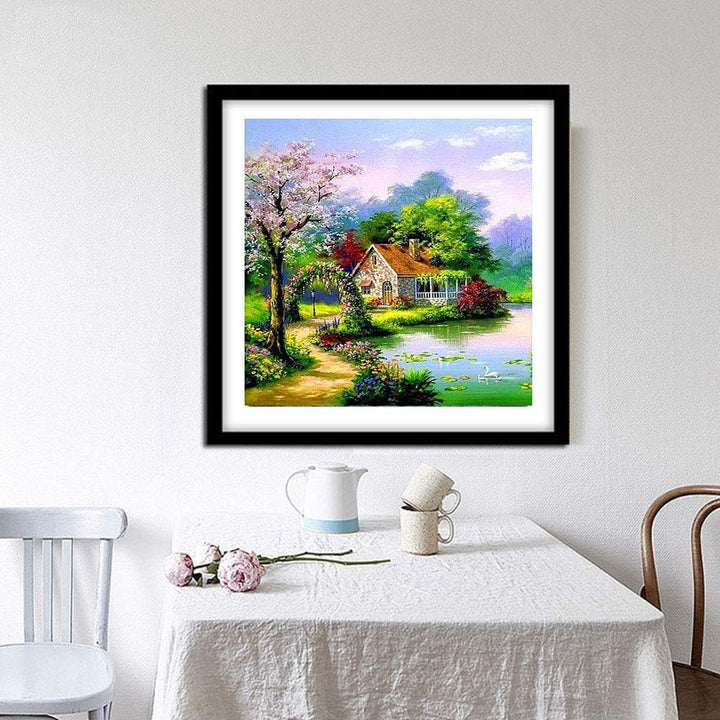 Lakeside Cabin 5D Diamond Painting Kit, 30 x 30 cm - Just Closeouts Canada Inc.X002IBS6I3