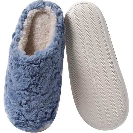 Land Vogue Women's Slippers Indoor Outdoor Fuzzy House with Soft Anti Slip Sole, Blue - Just Closeouts Canada Inc.