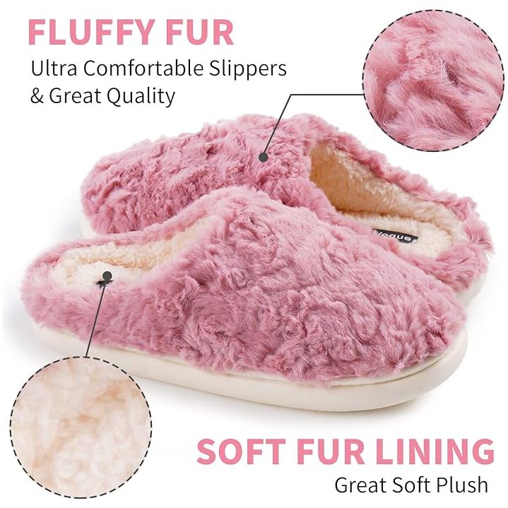 Land Vogue Women's Slippers Indoor Outdoor Fuzzy House with Soft Anti Slip Sole, Pink - Just Closeouts Canada Inc.X0034KI0D4