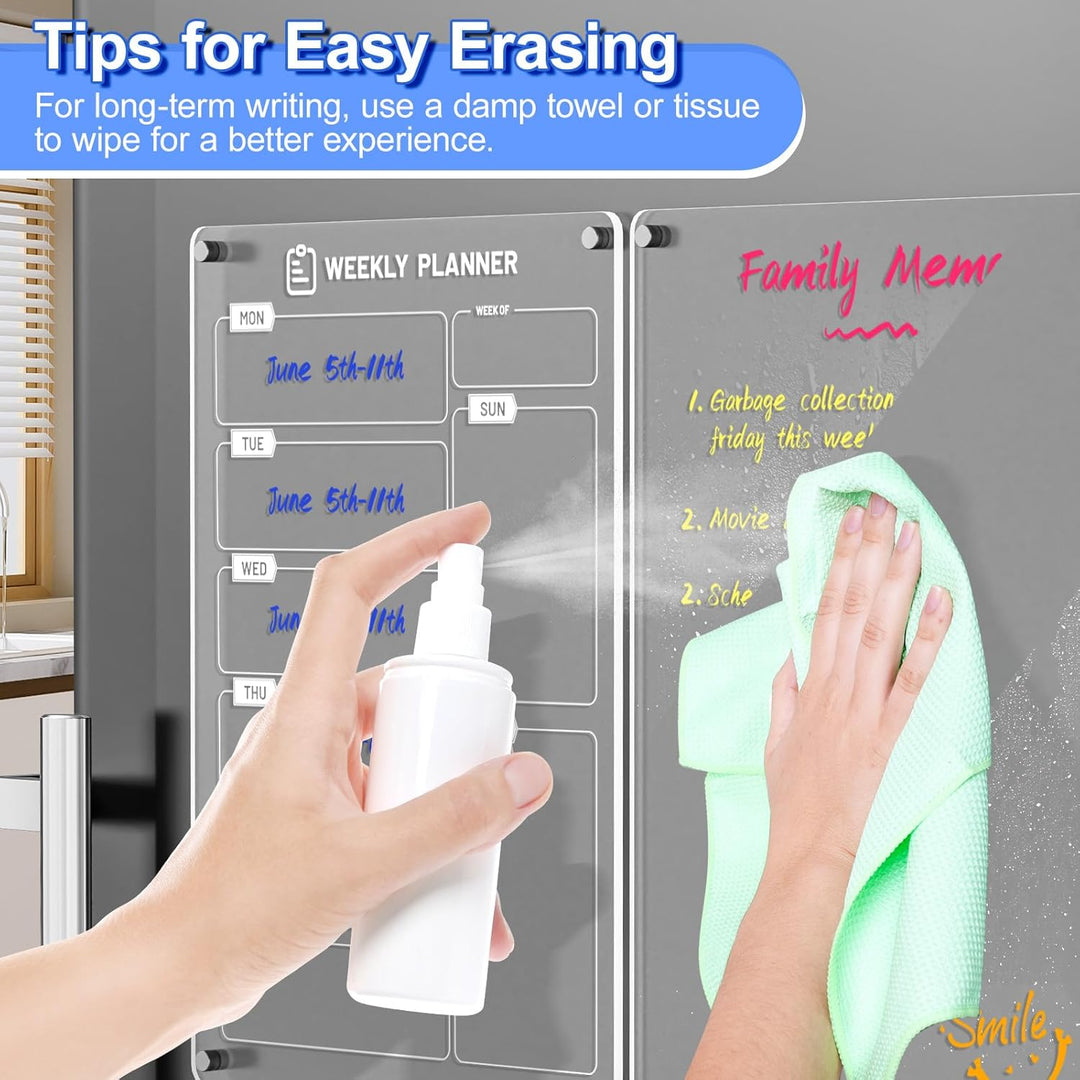 Langaelex 2 Set of Magnetic Meal Planner for Fridge - Acrylic Weekly Planner with 6 Chalk Markers for to - Do List, Shopping List, Menu List - 8 x 12 - Just Closeouts Canada Inc.