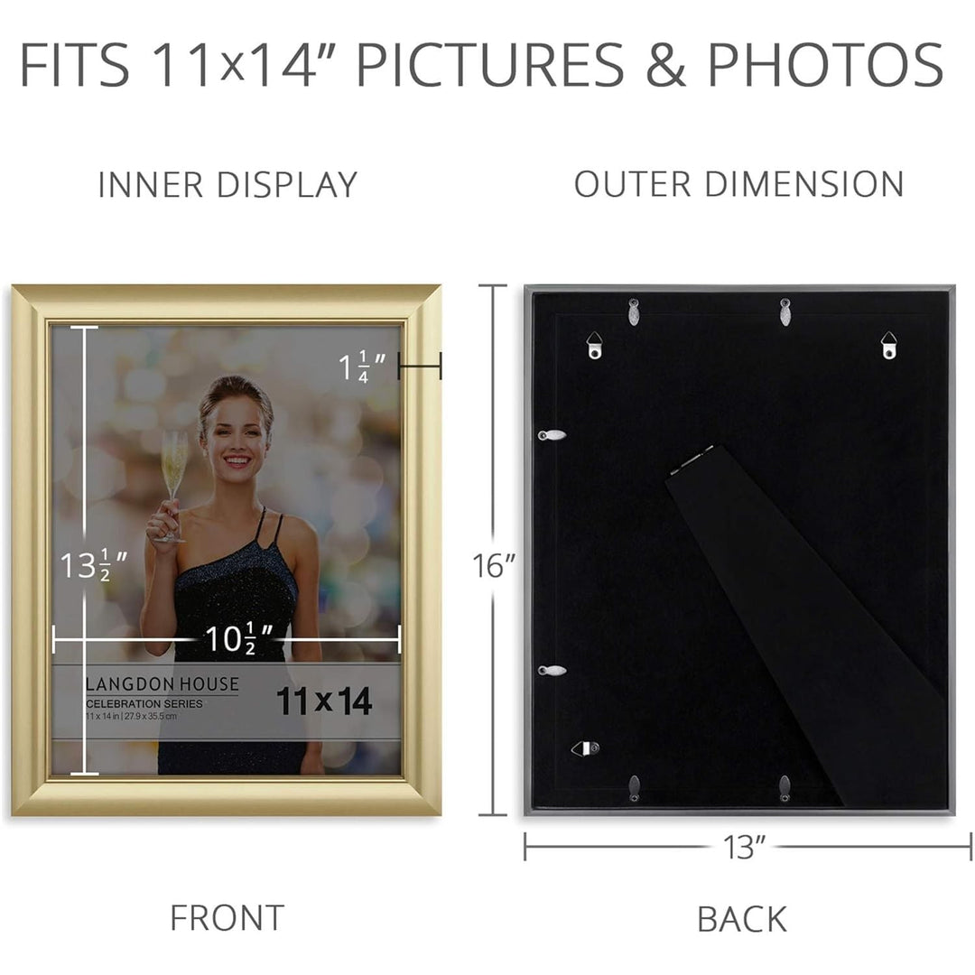 Langdon House 11x14 (28x36 cm) Gold Picture Frame, Contemporary Glam Photo Frame 11 x 14, Wall Mount or Table Top, Celebration Collection - Just Closeouts Canada Inc.