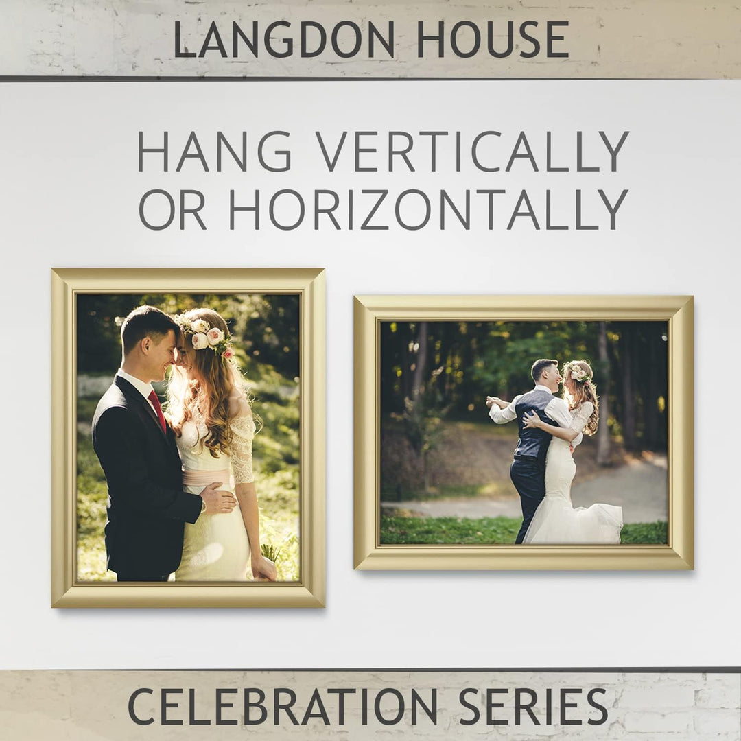 Langdon House 11x14 (28x36 cm) Gold Picture Frame, Contemporary Glam Photo Frame 11 x 14, Wall Mount or Table Top, Celebration Collection - Just Closeouts Canada Inc.