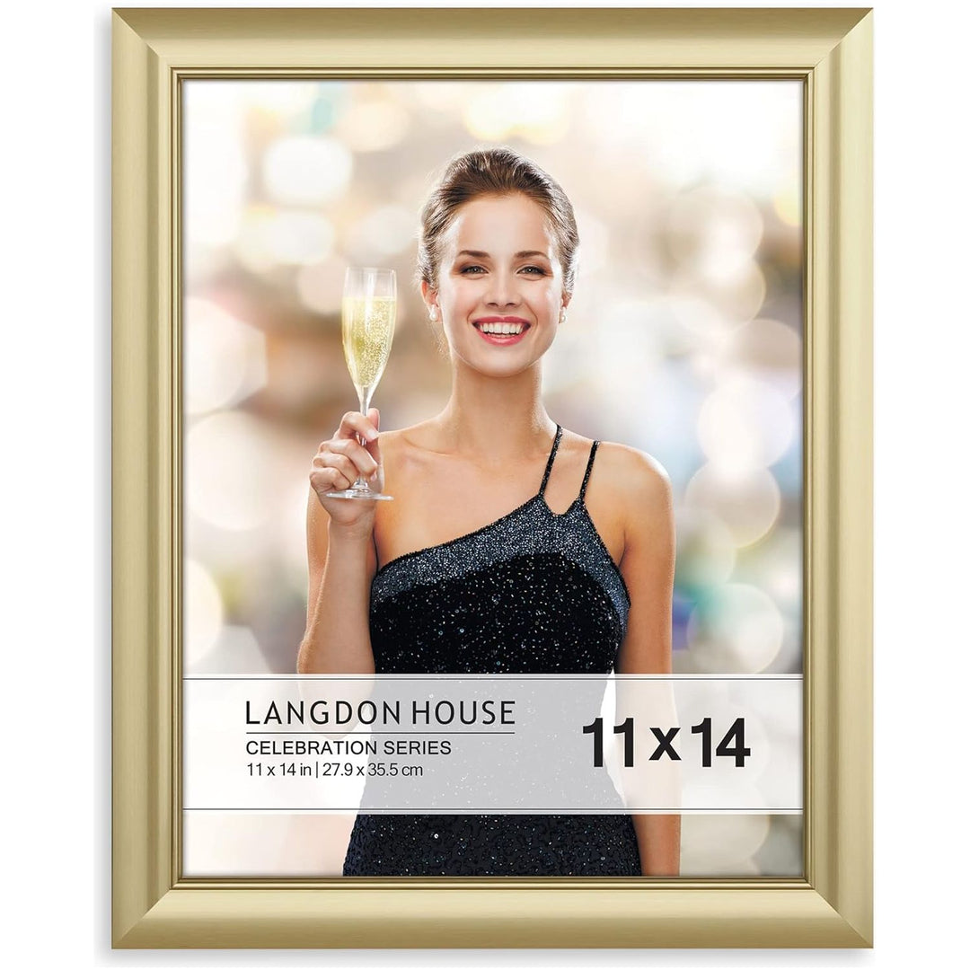 Langdon House 11x14 (28x36 cm) Gold Picture Frame, Contemporary Glam Photo Frame 11 x 14, Wall Mount or Table Top, Celebration Collection - Just Closeouts Canada Inc.