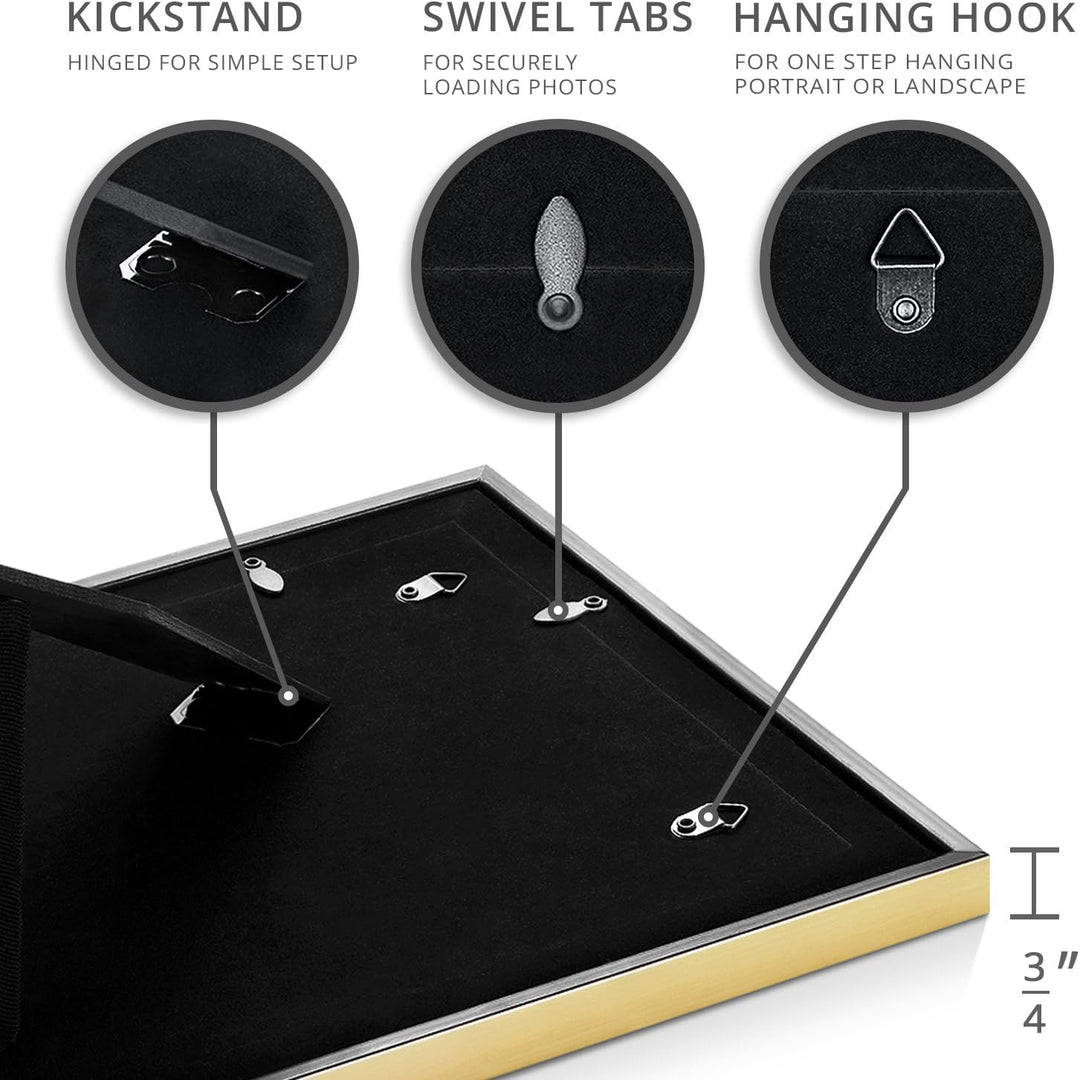 Langdon House 11x14 (28x36 cm) Gold Picture Frame, Contemporary Glam Photo Frame 11 x 14, Wall Mount or Table Top, Celebration Collection - Just Closeouts Canada Inc.