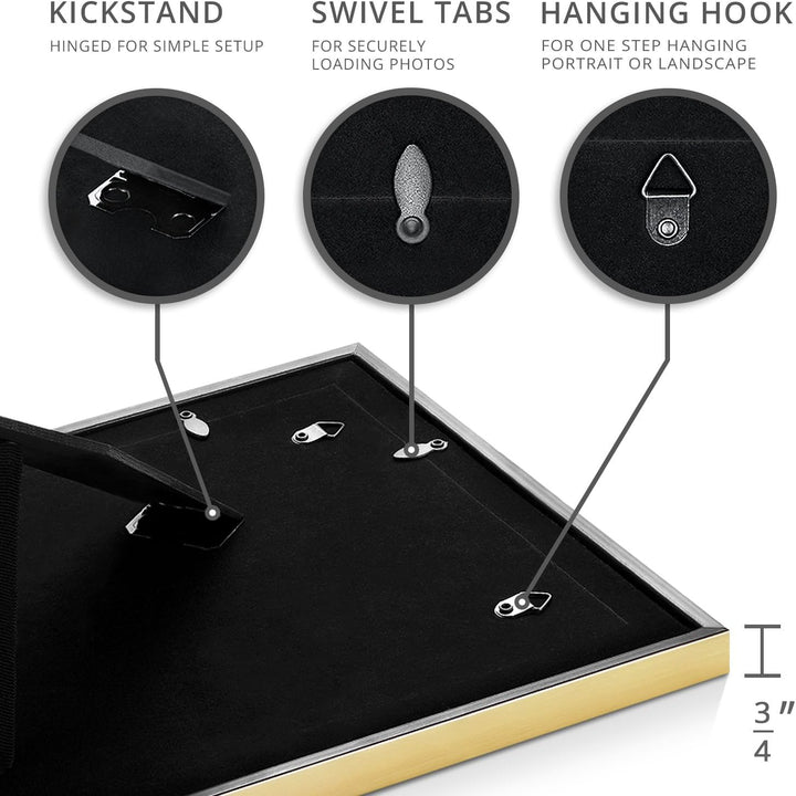 Langdon House 11x14 (28x36 cm) Gold Picture Frame, Contemporary Glam Photo Frame 11 x 14, Wall Mount or Table Top, Celebration Collection - Just Closeouts Canada Inc.