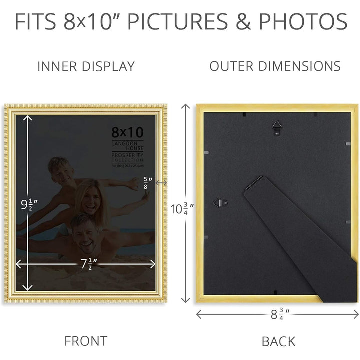 Langdon House 8x10 (20x25 cm) Picture Frames (Gold, 6 Pack), Contemporary Frame Set, Wall Mount or Table Top, Prosperity Collection - Just Closeouts Canada Inc.