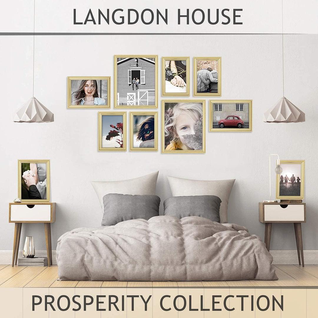Langdon House 8x10 (20x25 cm) Picture Frames (Gold, 6 Pack), Contemporary Frame Set, Wall Mount or Table Top, Prosperity Collection - Just Closeouts Canada Inc.