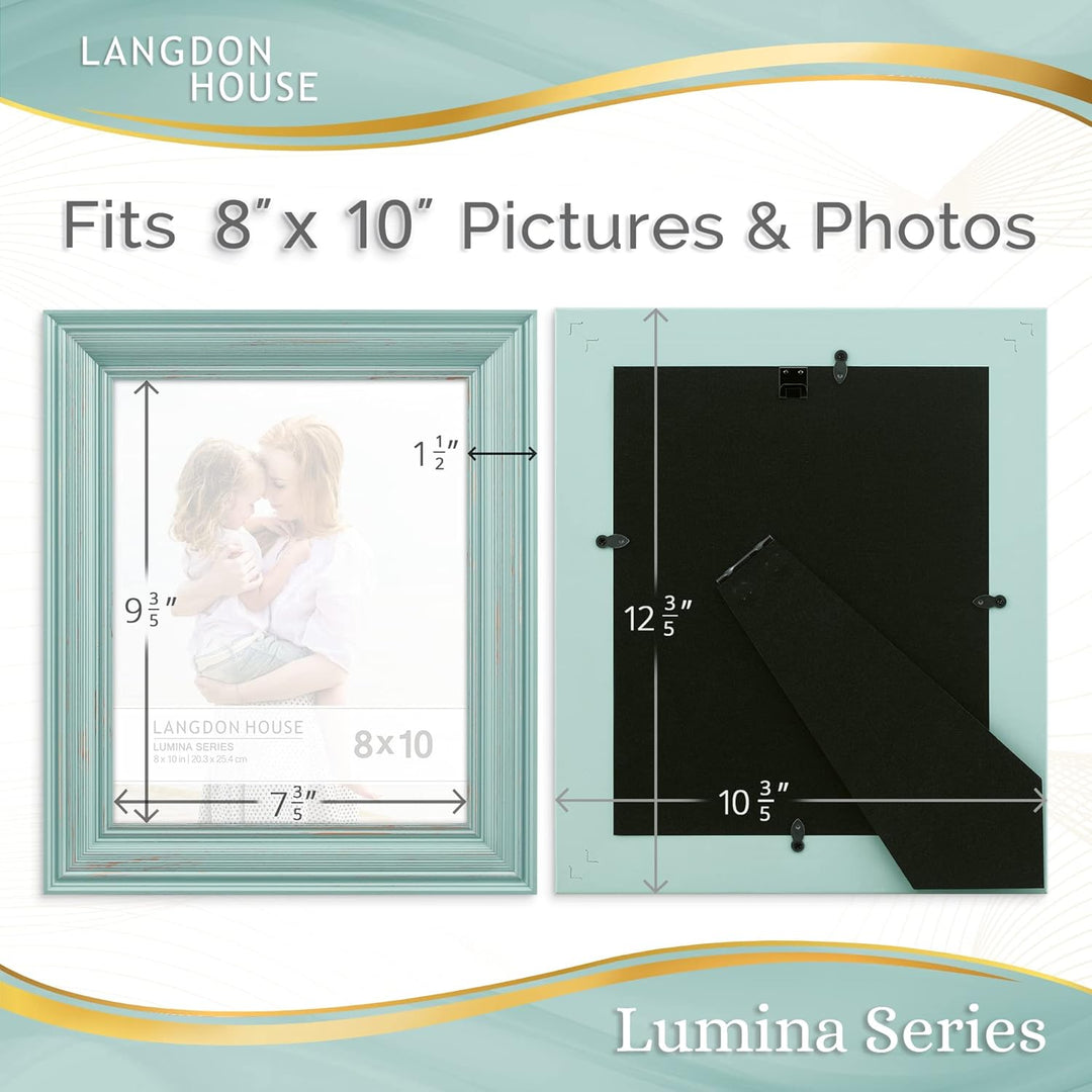 Langdon House 8x10 (20x25 cm) Real Wood Picture Frames (Eggshell Blue - Gold Accents, 2 Pack), Wooden Photo Frame 8 x 10, Lumina Collection - Just Closeouts Canada Inc.