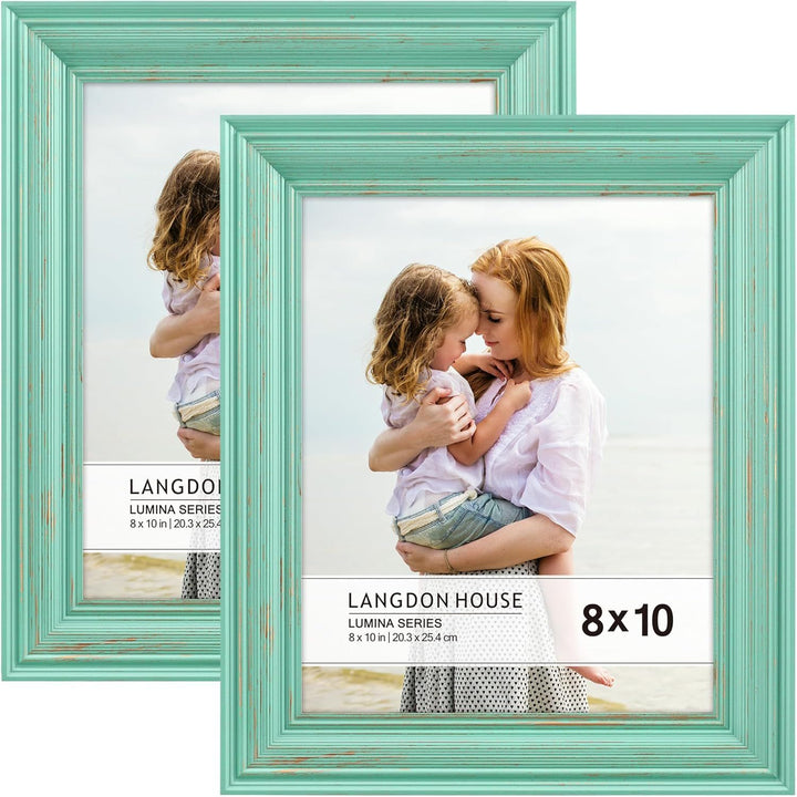 Langdon House 8x10 (20x25 cm) Real Wood Picture Frames (Eggshell Blue - Gold Accents, 2 Pack), Wooden Photo Frame 8 x 10, Lumina Collection - Just Closeouts Canada Inc.