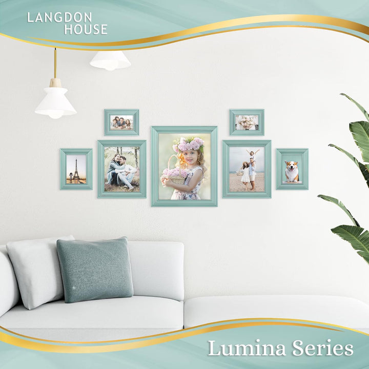 Langdon House 8x10 (20x25 cm) Real Wood Picture Frames (Eggshell Blue - Gold Accents, 2 Pack), Wooden Photo Frame 8 x 10, Lumina Collection - Just Closeouts Canada Inc.