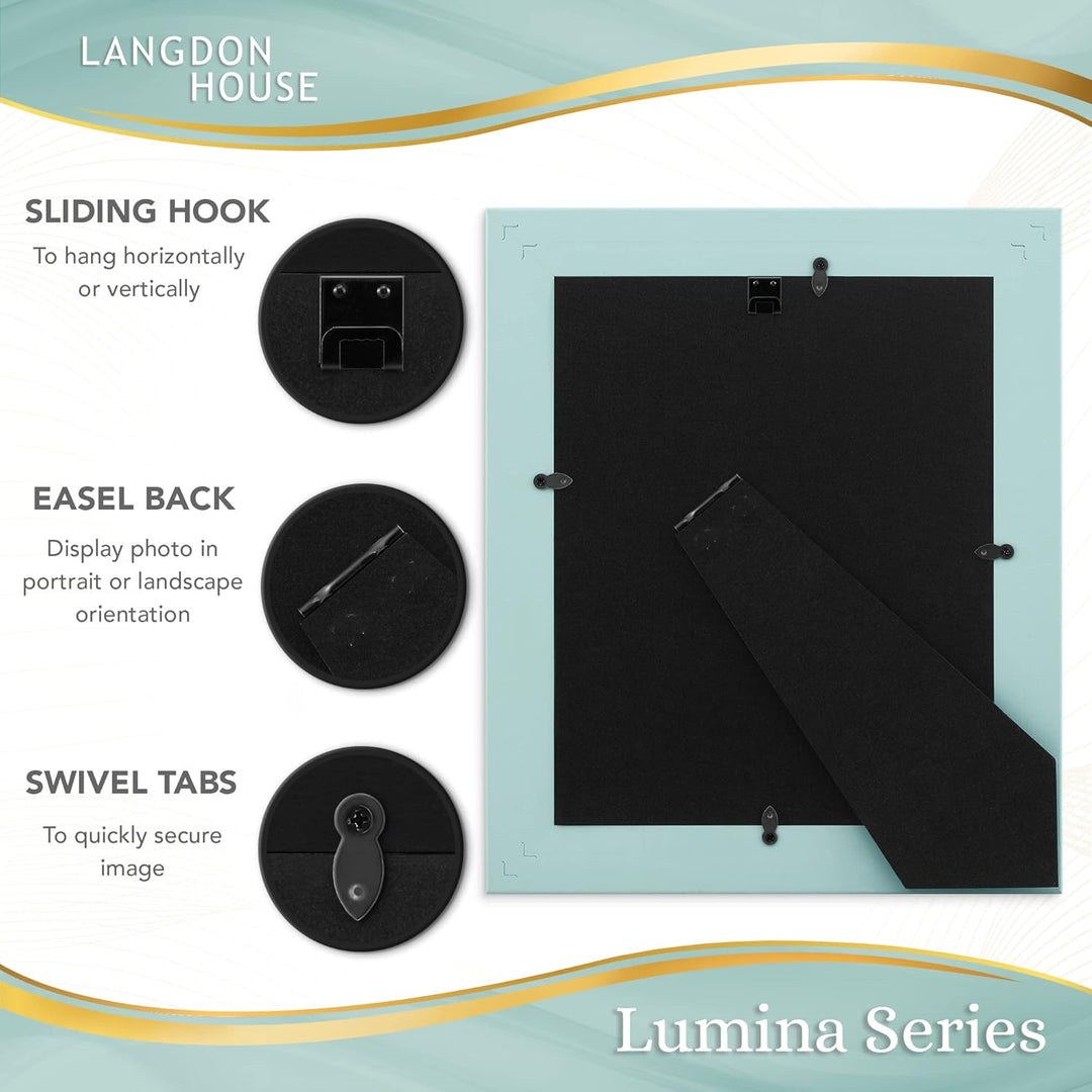 Langdon House 8x10 (20x25 cm) Real Wood Picture Frames (Eggshell Blue - Gold Accents, 2 Pack), Wooden Photo Frame 8 x 10, Lumina Collection - Just Closeouts Canada Inc.