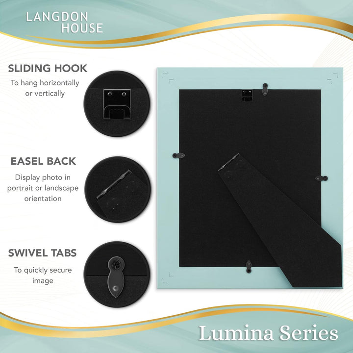 Langdon House 8x10 (20x25 cm) Real Wood Picture Frames (Eggshell Blue - Gold Accents, 2 Pack), Wooden Photo Frame 8 x 10, Lumina Collection - Just Closeouts Canada Inc.