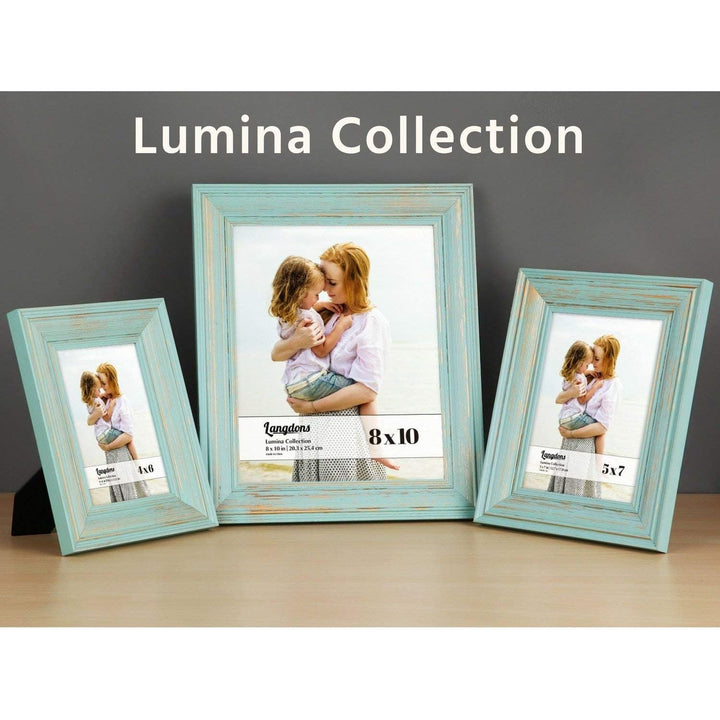 Langdon House 8x10 (20x25 cm) Real Wood Picture Frames (Eggshell Blue - Gold Accents, 2 Pack), Wooden Photo Frame 8 x 10, Lumina Collection - Just Closeouts Canada Inc.