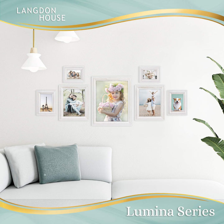 Langdon House 8x10 (20x25 cm) Real Wood Picture Frames (Weathered White - Gold Accents, 2 Pack), Wooden Photo Frame 8 x 10, Lumina Collection - Just Closeouts Canada Inc.