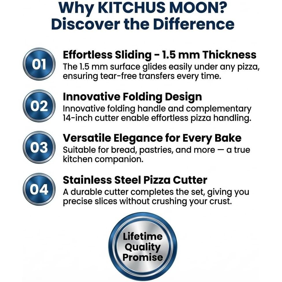 Large Pizza Peel 16 inch - Extra Large Metal Pizza Peel with 14 inch Stainless Steel Pizza Cutter Rocker, Pizza Spatula Paddle to Move Large Pizza, Pizza Paddle with Folding Handle - Just Closeouts Canada Inc.