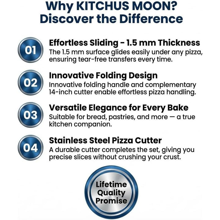 Large Pizza Peel 16 inch - Extra Large Metal Pizza Peel with 14 inch Stainless Steel Pizza Cutter Rocker, Pizza Spatula Paddle to Move Large Pizza, Pizza Paddle with Folding Handle - Just Closeouts Canada Inc.