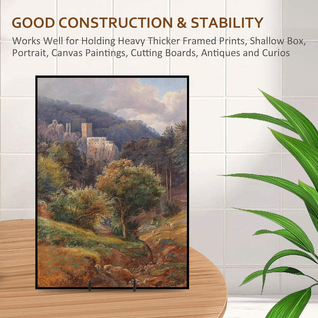 Large Plate Holder Display Stand - 12 inch Super Tall Big Plate Stands for Heavy Duty Display - Metal Picture Frame Stand - Tabletop Easel Stand for Decorative Platter | Plaque | Book - 2 Pack - Black - Just Closeouts Canada Inc.