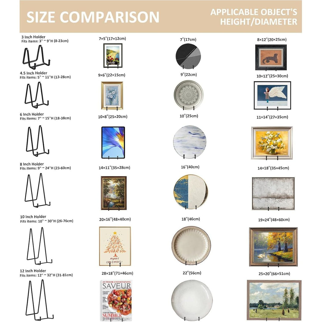 Large Plate Holder Display Stand - 12 inch Super Tall Big Plate Stands for Heavy Duty Display - Metal Picture Frame Stand - Tabletop Easel Stand for Decorative Platter | Plaque | Book - 2 Pack - Black - Just Closeouts Canada Inc.