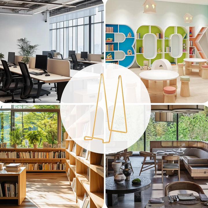 Large Plate Holder Display Stand - 12 inch Super Tall Big Plate Stands for Heavy Duty Display - Metal Picture Frame Stand - Tabletop Easel Stand for Decorative Platter | Plaque | Book - 3 Pack - Gold - Just Closeouts Canada Inc.