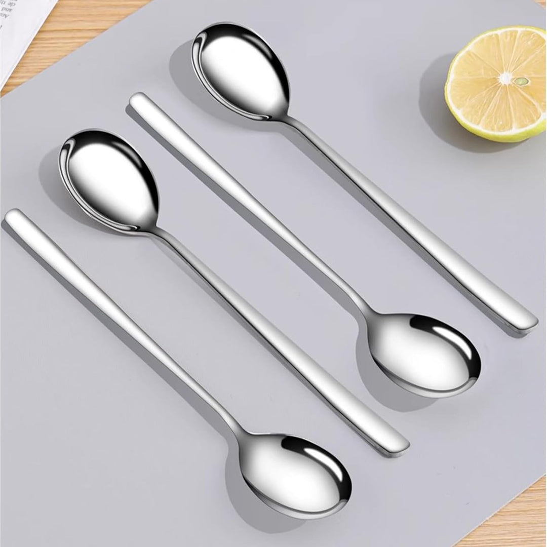 Large Soup Spoon Stainless Steel Dishwasher Safe Dinner Big Teaspoons with Round Edge 8 inches Tablespoons (8) - Just Closeouts Canada Inc.