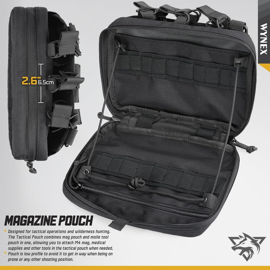 Laser-Cut MOLLE Admin Pouch with Triple Rear Magazine Storage – Black - Just Closeouts Canada Inc.