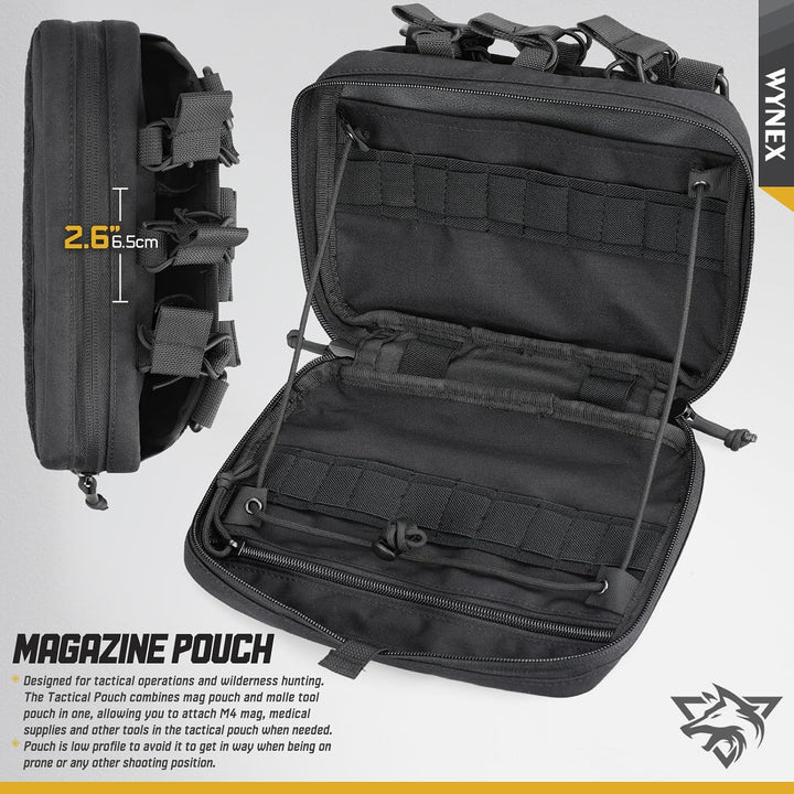 Laser-Cut MOLLE Admin Pouch with Triple Rear Magazine Storage – Black - Just Closeouts Canada Inc.