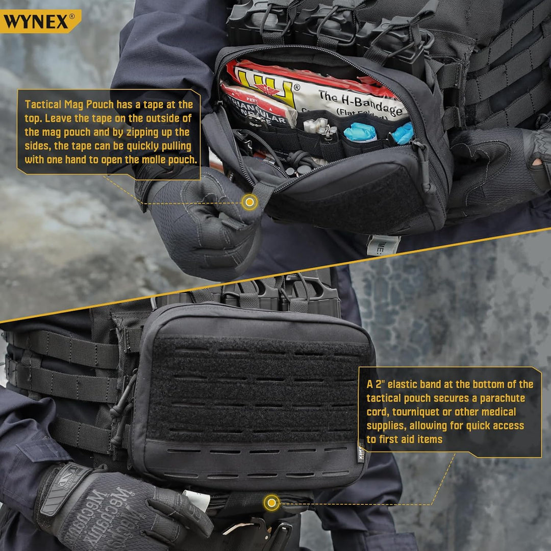 Laser-Cut MOLLE Admin Pouch with Triple Rear Magazine Storage – Black - Just Closeouts Canada Inc.