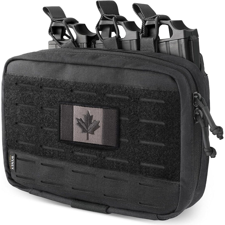 Laser-Cut MOLLE Admin Pouch with Triple Rear Magazine Storage – Black - Just Closeouts Canada Inc.