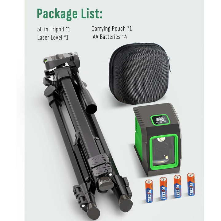 Laser Level with 50" Tripod, 360 Degree Self Leveling Cross Line Laser Level, Green Beam Horizontal and Vertical Line Leveler Tool for Hanging Pictures, Home Renovation with 4 AA Batteries & Carry Pouch - Just Closeouts Canada Inc.X004IMCJ4R