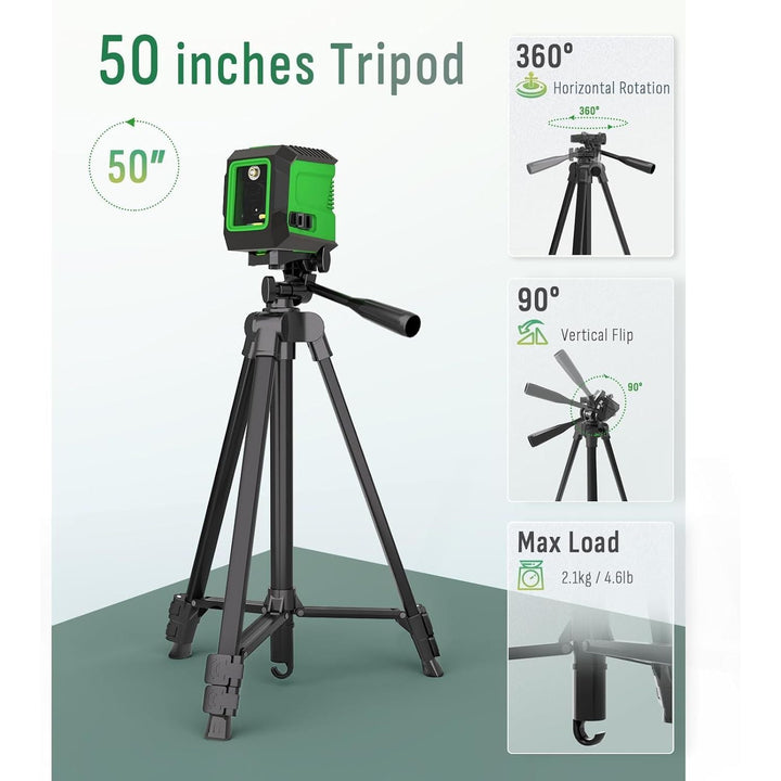 Laser Level with 50" Tripod, 360 Degree Self Leveling Cross Line Laser Level, Green Beam Horizontal and Vertical Line Leveler Tool for Hanging Pictures, Home Renovation with 4 AA Batteries & Carry Pouch - Just Closeouts Canada Inc.X004IMCJ4R