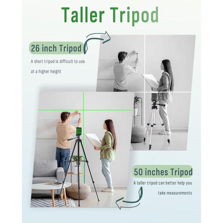 Laser Level with 50" Tripod, 360 Degree Self Leveling Cross Line Laser Level, Green Beam Horizontal and Vertical Line Leveler Tool for Hanging Pictures, Home Renovation with 4 AA Batteries & Carry Pouch - Just Closeouts Canada Inc.X004IMCJ4R