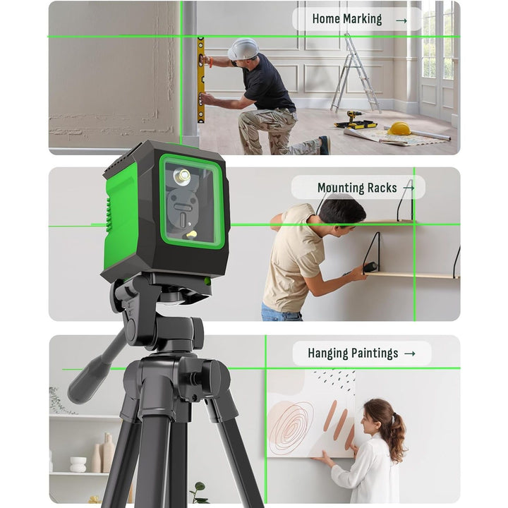 Laser Level with 50" Tripod, 360 Degree Self Leveling Cross Line Laser Level, Green Beam Horizontal and Vertical Line Leveler Tool for Hanging Pictures, Home Renovation with 4 AA Batteries & Carry Pouch - Just Closeouts Canada Inc.X004IMCJ4R