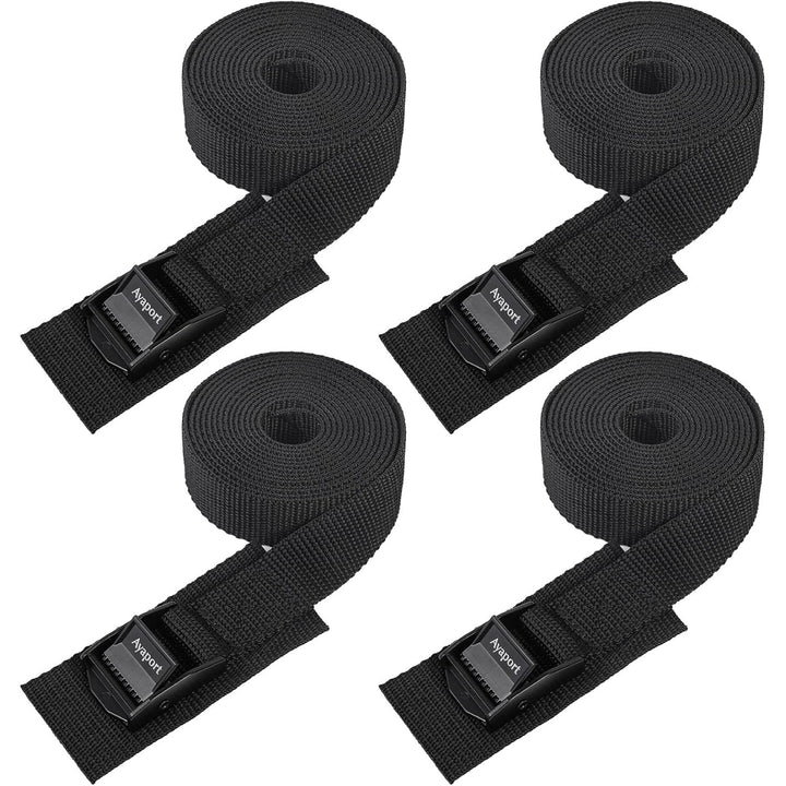 Lashing Straps with Buckles Adjustable Cam Buckle Tie Down Cinch Strap for Packing Black 4 Pack, 1in x 16ft - Just Closeouts Canada Inc.