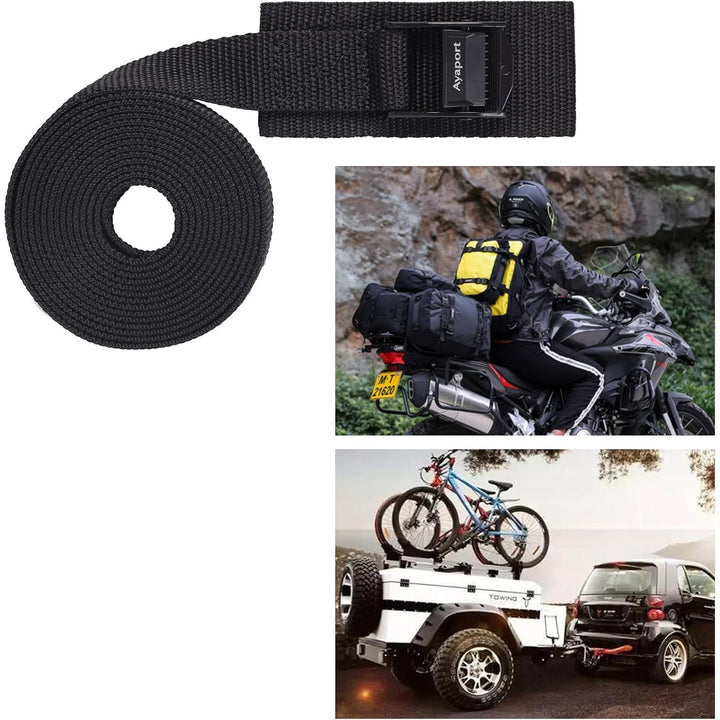 Lashing Straps with Buckles Adjustable Cam Buckle Tie Down Cinch Strap for Packing Black 4 Pack, 1in x 16ft - Just Closeouts Canada Inc.