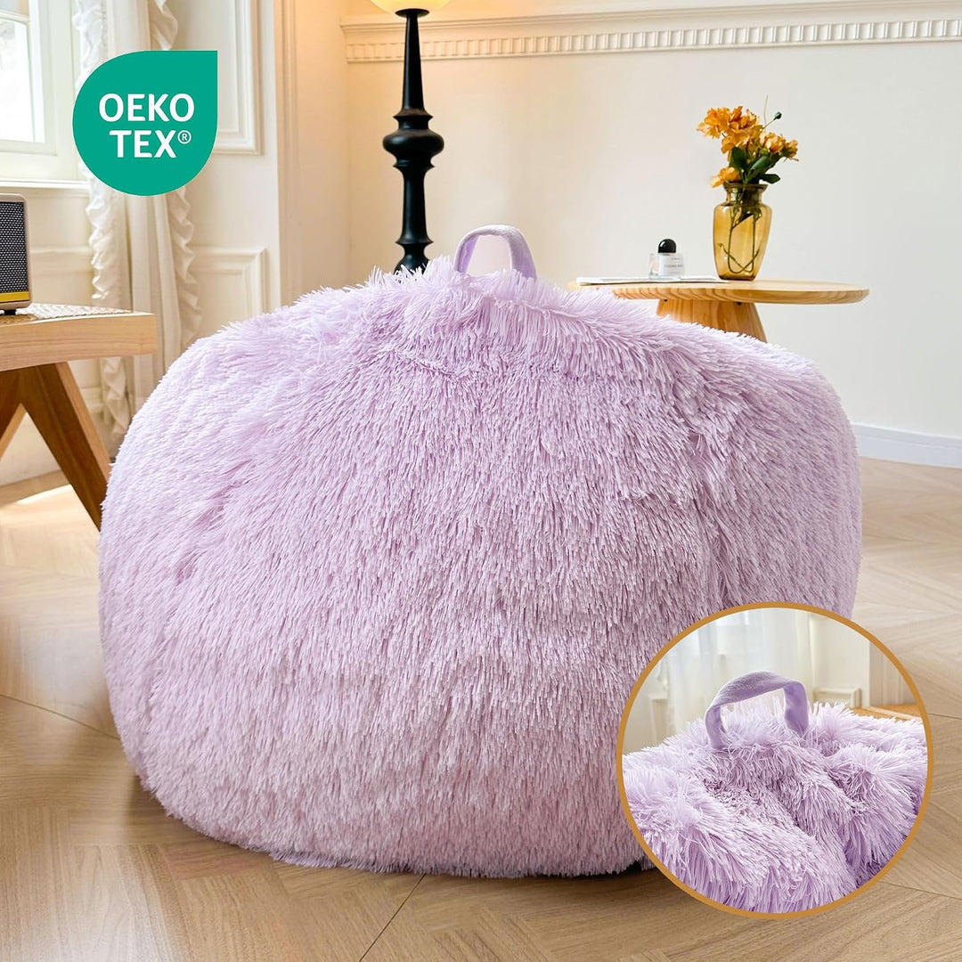 Lavender 300L Plush Faux Fur Bean Bag Cover, 38 × 38 × 40 in (No Filler) - Just Closeouts Canada Inc.X0049A5MZB