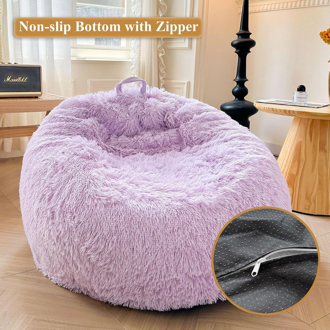 Lavender 300L Plush Faux Fur Bean Bag Cover, 38 × 38 × 40 in (No Filler) - Just Closeouts Canada Inc.X0049A5MZB