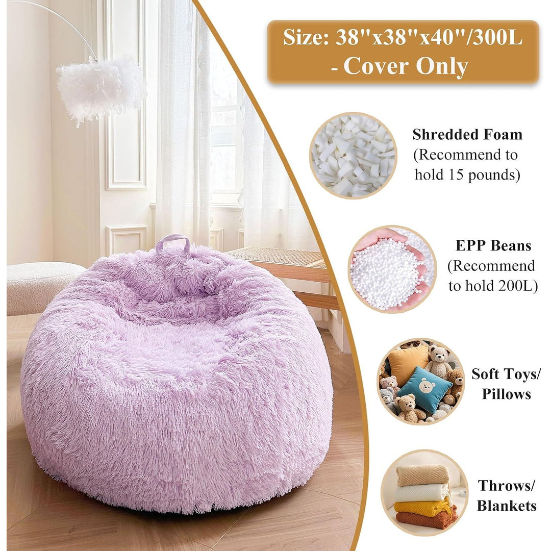Lavender 300L Plush Faux Fur Bean Bag Cover, 38 × 38 × 40 in (No Filler) - Just Closeouts Canada Inc.X0049A5MZB