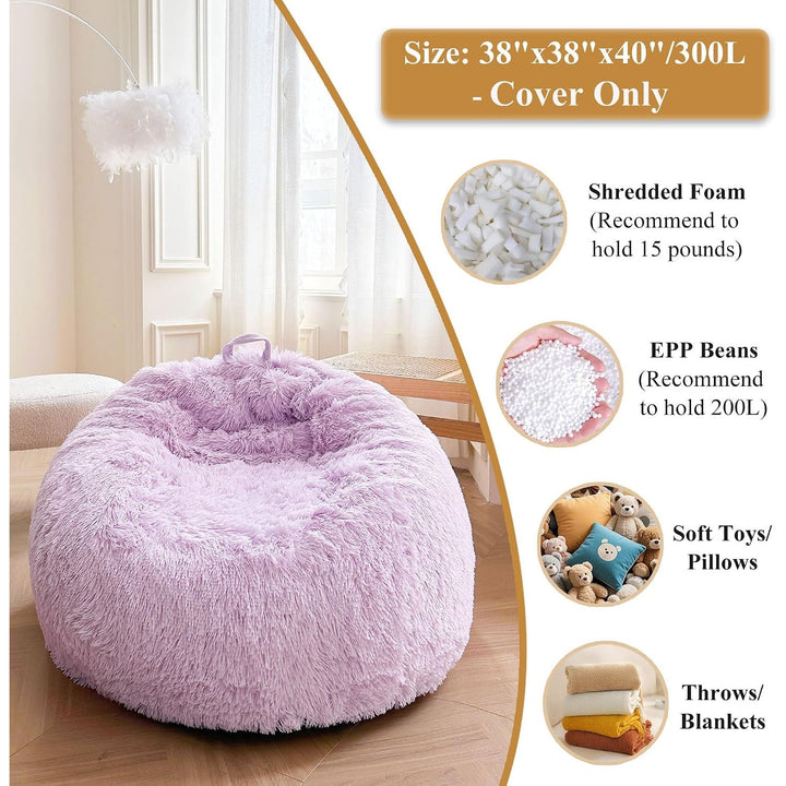 Lavender 300L Plush Faux Fur Bean Bag Cover, 38 × 38 × 40 in (No Filler) - Just Closeouts Canada Inc.X0049A5MZB